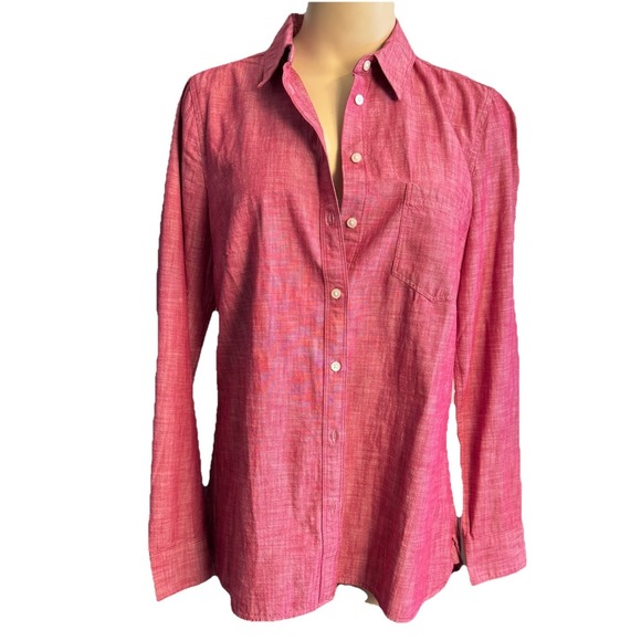 Banana Republic Women's M Long Sleeve Button Up Cotton Burgundy Capsule Basic - Picture 1 of 12